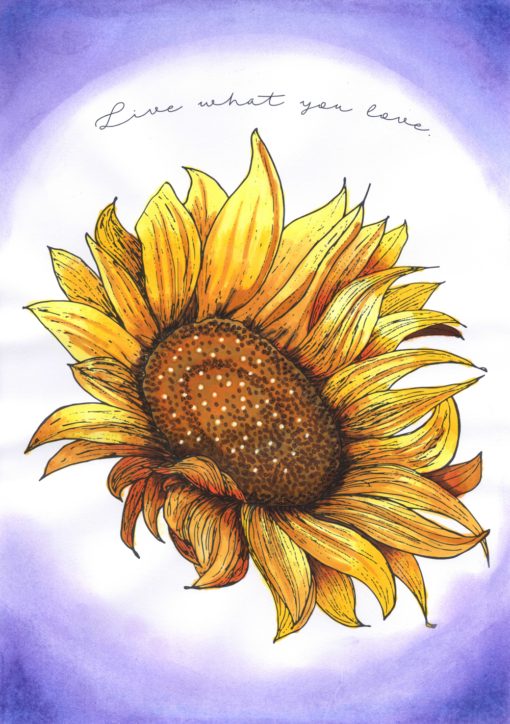 Be Inspired: Adult Coloring Book for Stress Relief Vol 1 - Sunflower-Live-What-You-Love-by Ellen Wolters